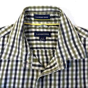 Lands’ End Men’s Large Tall Shirt 16.5 Neck Button Down Long Sleeve Cotton